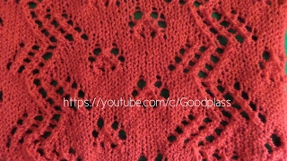 Вязание спицами. Ажурный узор "Вертикальные зигзаги с цветами". Knitting(Hobby).