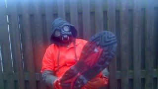 Dunlop Rubber Boots and Hiviz Rain Suit, Glove and Gasmask