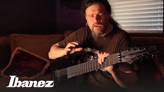 Mårten Hagström of Meshuggah discussing the Ibanez M8M signature 8-string guitar