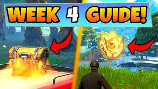 Fortnite WEEK 4 CHALLENGES GUIDE! – WAILING WOODS CHESTS, Treasure Location (Battle Royale Season 4)