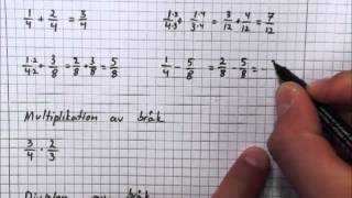 Räkna med tal i bråkform kort repetition 1 2 A B