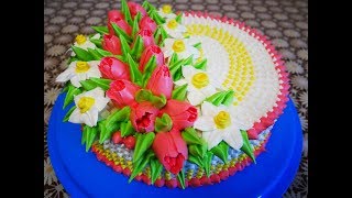 БИСКВИТНЫЙ лимонный ТОРТ со СЛИВОЧНЫМ кремом Торт рецепт МК тюльпан МК нарцисс Украшение тортов