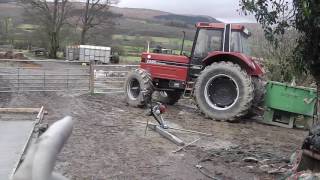 Pan mixing concrete for the farmyard