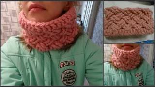 Простой снуд крючком (узор "Плетеная корзина")_Crochet snood