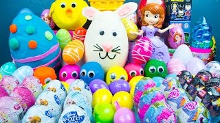 75 SURPRISE EGGS! Play-Doh My Little Pony Disney Princess Toys Frozen Big Hero 6 Kinder Playtime