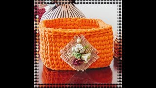 Crochet Corbeille Carrée point épis1