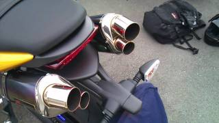 Street triple Yoshimura exhaust note ストリートトリプル　ヨシムラマフラーの音