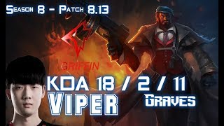 GRF Viper GRAVES vs SWAIN Bot Lane - Patch 8.13 KR Ranked