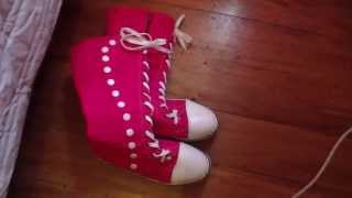 Knee high canvas shoes!