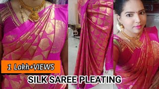 பட்டு புடவை இப்படி 8 மடிப்பு எடுத்து கட்டினால் ஒல்லியாக தெரிவீர்கள்| #SareeDraping To look Slim