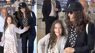 Salma Hayek Catches Flight At LAX With Adorable Daughter Valentina And Parents