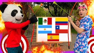 LANZAMOS FLECHAS A UN MAPA DE PAÍSES E IMITAMOS EL ACENTO QUE CAIGA POR 24 HORAS - Yolo Aventuras