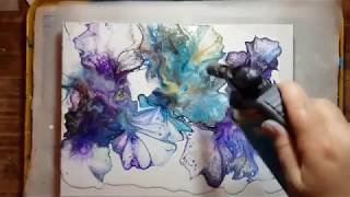 Fluid Acrylic l 3 Puddle Blown Flower Bloom l Acrylic Pouring Techniques