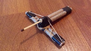 Как сделать мини арбалет стреляющий спичками how to make a mini crossbow
