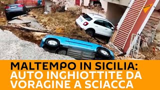Maltempo in #Sicilia: auto inghiottite da voragine a #Sciacca