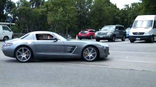 Grey Mercedes SLS ACCELERATE NICE SOUND!