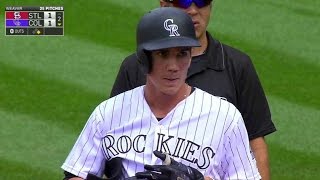 STL@COL: Patterson laces a single for first MLB hit