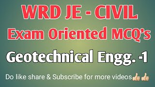 WRD JE - CIVIL- Geo technical engineering MCQs-1