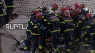 Rescuers continue dismantling rubble following residential building partial collapse in Batumi