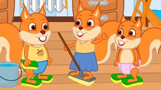 Famille d'Écureuil - Danse Des Nettoyeurs Animé 2023 en Français