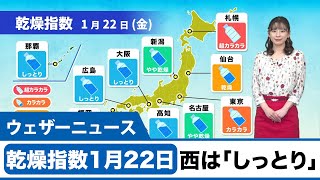 今日の乾燥指数（1月22日） 西日本は空気が「しっとり」