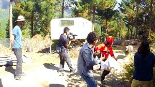 Rambro attacks a Japanese film crew and gets his balls trimmed