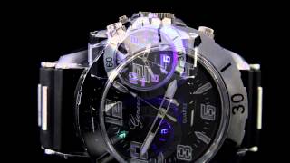 Men`S LED Light Up Chrome And Black Silicone Band Rave Watch