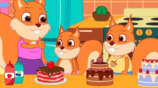 Famille d'Écureuil - Gâteau de vacances Animé 2024 en Français