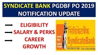 SYNDICATE BANK PO PGDBF 2019 NOTIFICATION UPDATE