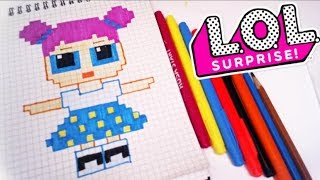 МОИ РИСУНКИ ПО КЛЕТОЧКАМ – КУКЛА ЛОЛ (LOL) СЮРПРИЗ  - Pixel Art Простые рисунки игрушка Lol surprise