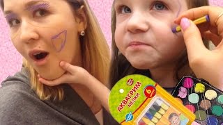 АКВАГРИМ для детей Мелки Как нарисовать на лице бабочку Для начинающих Draw on the face