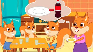 Famille d'Écureuil - Oh Non! Les Enfants Ne Veulent Pas Manger Animé 2023 en Français