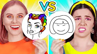SIAPA YANG LEBIH JAGO MENGGAMBAR? || Tantangan Menggambar Seru! Kiat Melukis DIY oleh 123 GO Like!