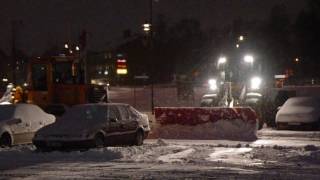 The first snow plowing in Umeå  winter 2010-11. With Volvo BM L50E & L60F tractors.