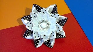 Бант в школу на первое сентября Канзаши. // Bow to school on September 1 kanzashi. Flowers kanzashi