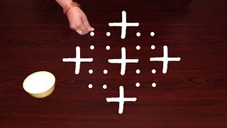 Sankranthi Muggulu with Simple Rangoli use 9x1 Dots || Daily Kolam Designs || Pedda Telugu muggu
