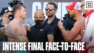 Canelo & Billy Joe Saunders Have INTENSE Staredown, Canelo Refuses To Back Down