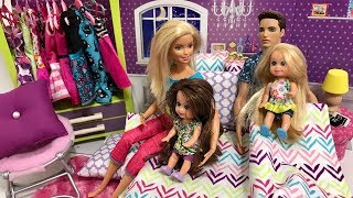 Barbie Family Bedtime Routine! Haley and Ally won't stay in bed!