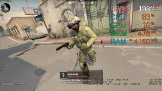 GeForce GTX 1060 6GB -- AMD Ryzen 3 1300X -- CSGO FPS Test Dust 2 720p
