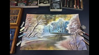 Бесплатный мастер-класс  по пастельной живописи «Заснеженный лес»