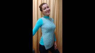 Жилетка красивым узором-вяжем на спицах.(СХЕМА)Как связать жилетку ажурным узором