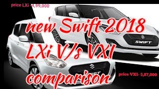 New Swift 2018 LXI v/s VXI comparison body parts and features