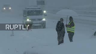 Germany: Severe snowstorm causes traffic disruptions, overturns van on Thuringia autobahn