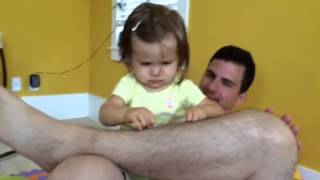 Alina discovers daddy's hairy legs