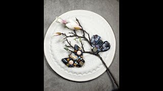 Как сделать брошь на бархате. Вышивка камнями. how to make brooch embroidery stones