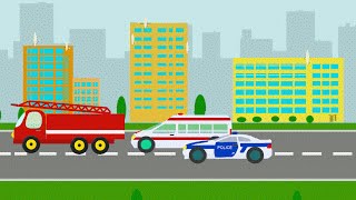 Машинки. Пожежна машина, поліцейська та швидка допомога. Розвиваючі мультики українською