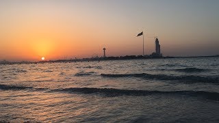 Beach & Abu Dhabi Corniche  Evening Footage | Amazing Sunset | 16-02-2018