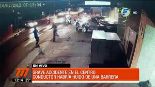 Captaron escape y accidente en microcentro