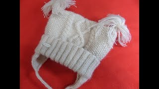Шапка с ушками для ребенка. Вязание спицами. Часть 1/2