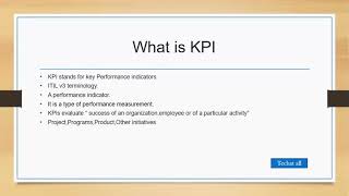 What is KPI|key performance indicator|ITIL foundtion